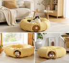Cozy Gingham Cat Hideaway Bed – 2-in-1 Enclosed Cat Bed