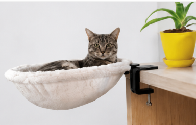 Desk-Mounted Cat Hammock Bed｜Foldable No-Drill Cat Lounger｜Soft All-Season Cat Nest