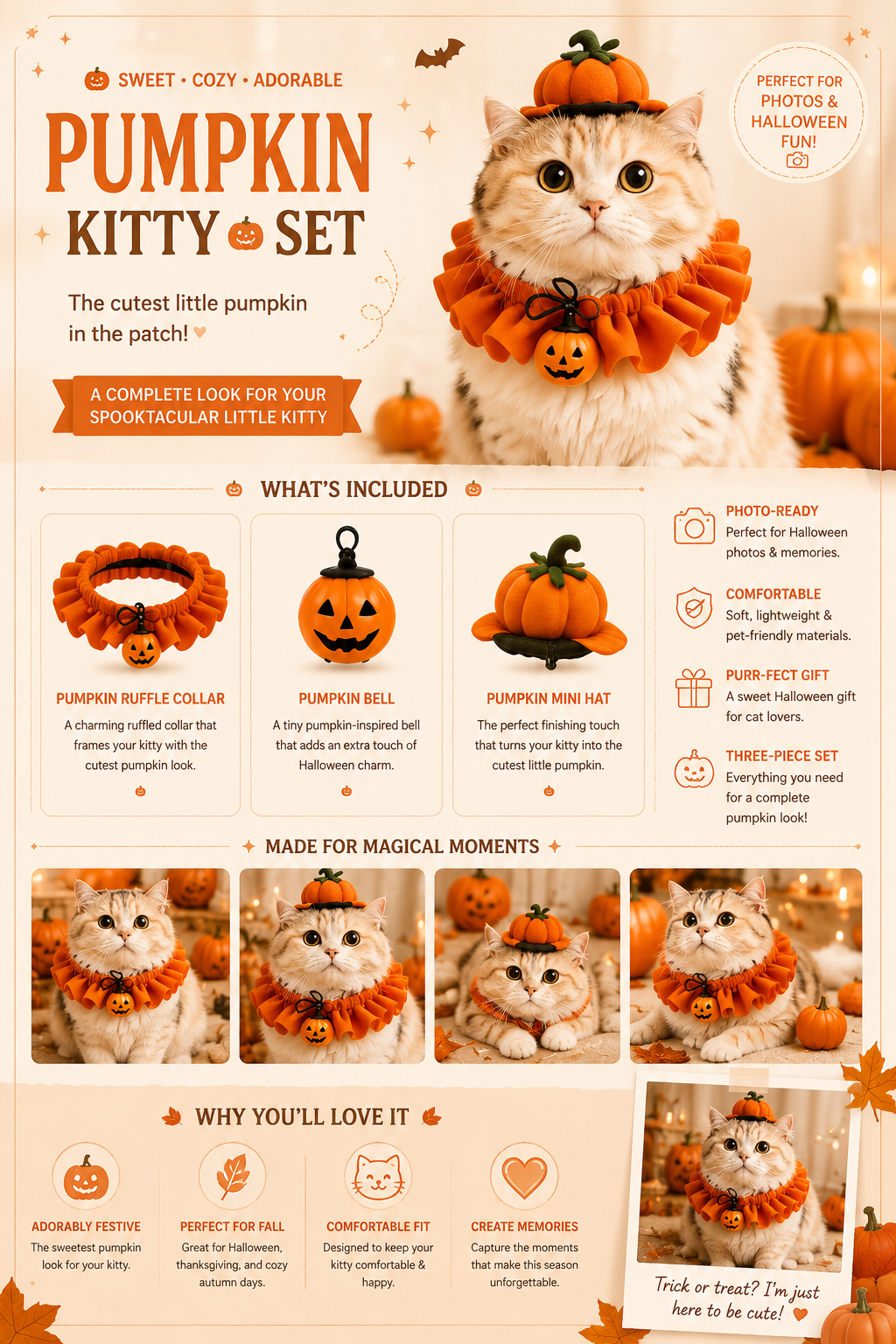 Halloween Kitty Costume Set – 3 Adorable Looks for Your Little Trick-or-Treater